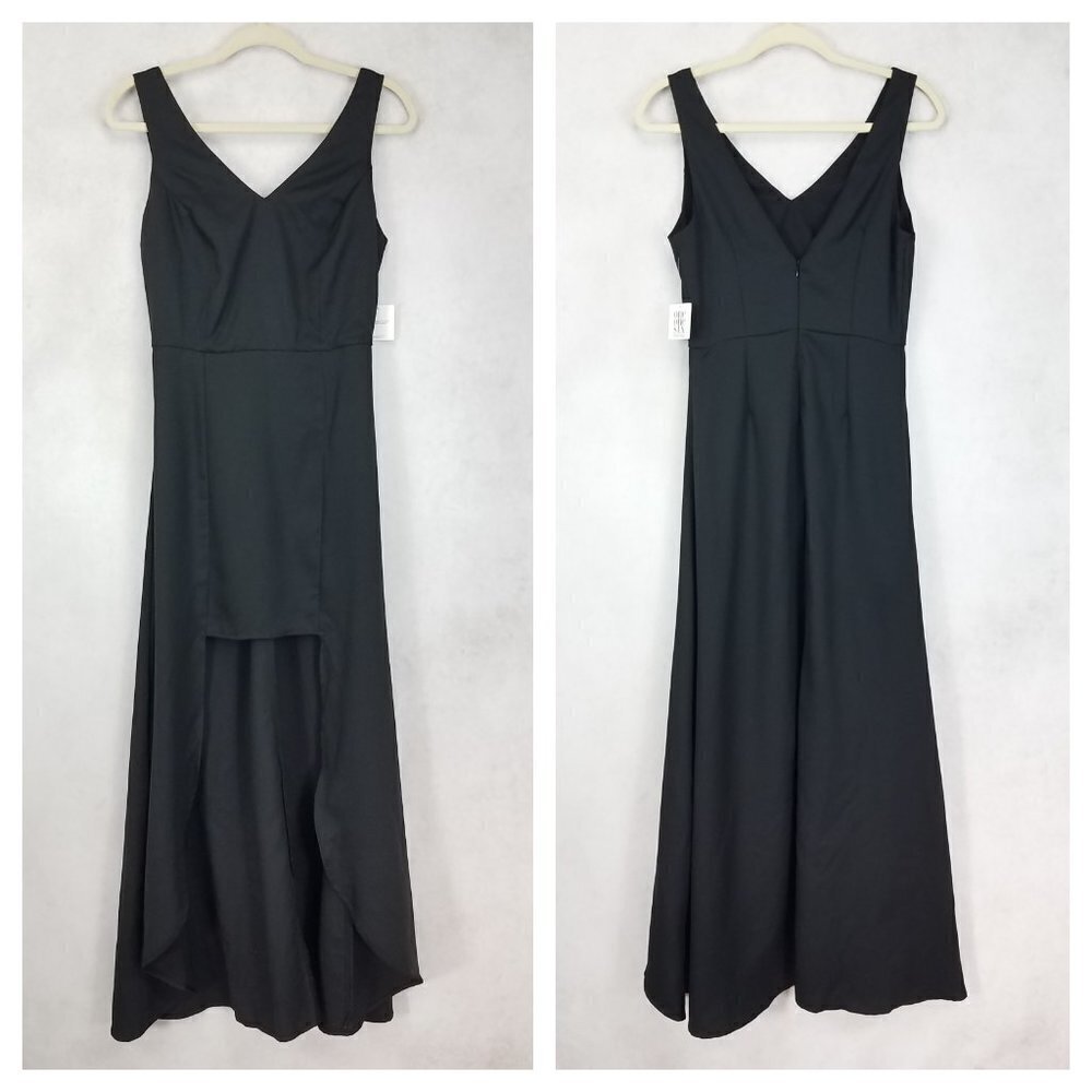 NEW One One Six Size S Asymmetrical High-Low Long Maxi Dress in Black NWT